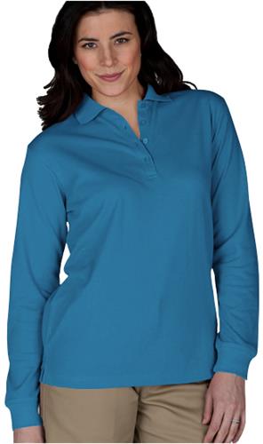 Edwards Womens Long Sleeve Blended Pique Polo. Printing is available for this item.