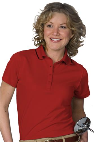Edwards Womens Tipped Collar Dry-Mesh Polo Shirt. Printing is available for this item.