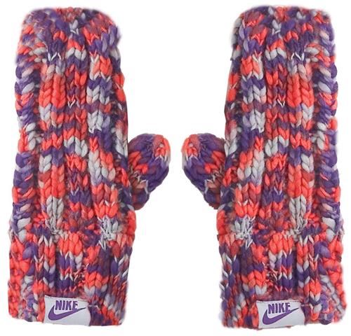 NIKE Textured Knit Mittens Purple/Orange