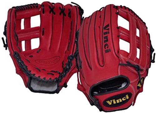 Vinci 12.75" Red Dual Web Fielders Baseball Glove
