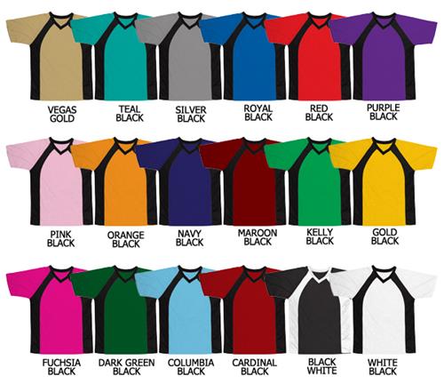 Soccer V-Neck Dazzle Cloth Jersey Neck & Arm Trim. Printing is available for this item.