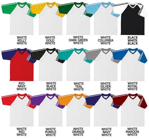 Soccer Dazzle Cloth Jersey Raglan Sleeve w/Stripes. Printing is available for this item.