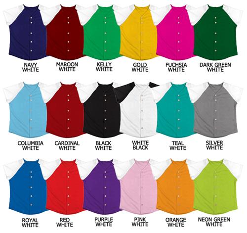 Softball Double Knit Poly Full Button Jerseys. Decorated in seven days or less.