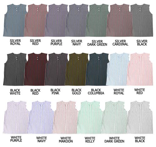 Softball 2 Button Sleeveless Placket w/Pinstripes. Decorated in seven days or less.