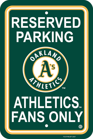 MLB Oakland Athletics Plastic Parking Sign