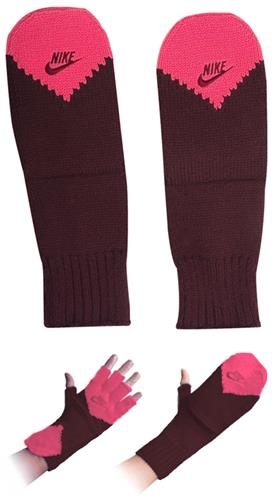 NIKE Metro Series Fingerless Glove/Mitten Burgundy