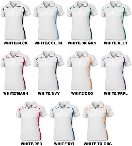 Baw Ladies SS White Body Cool-Tek Polo Shirts. Printing is available for this item.
