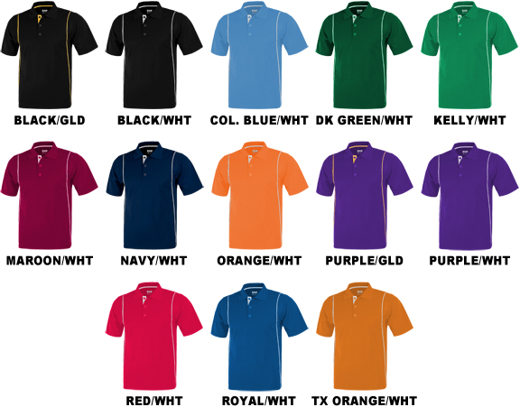E33984 Baw Men's SS Color Rib Shoulder Cool-Tek Polos
