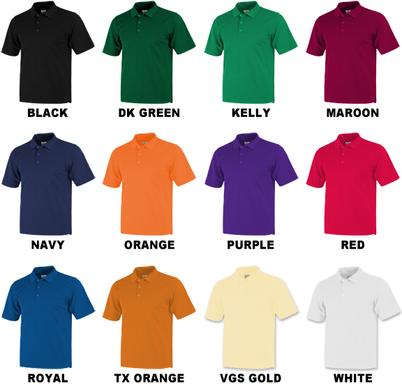 E34033 Baw Men's Short Sleeve Solid Cool-Tek Polo Shirts