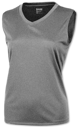 Baw Ladies Sleeveless Extreme-Tek Heather Shirts. Printing is available for this item.