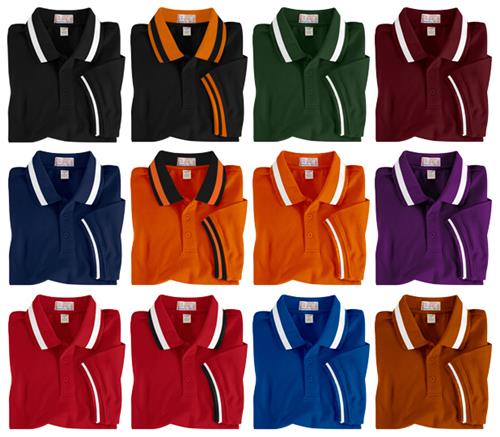 Baw Adult SS Color Wide Stripe Collar Polo Shirts. Printing is available for this item.