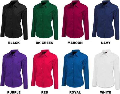 Baw Ladies Long Sleeve Color Brite Woven Blouses