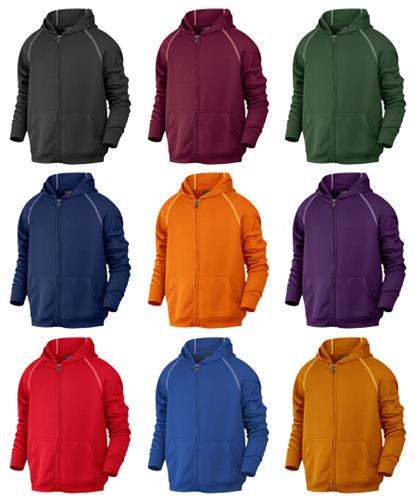 Baw Youth Full-Zip Hooded Sweatshirts. Decorated in seven days or less.