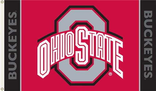 COLLEGIATE Ohio State on Red 3' x 5' Flag