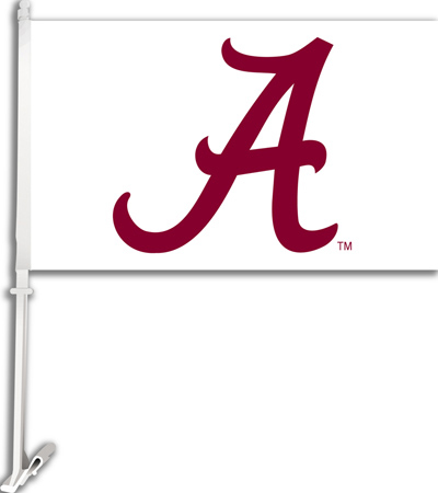 COLLEGIATE Alabama "A" on White 11" x 18" Car Flag
