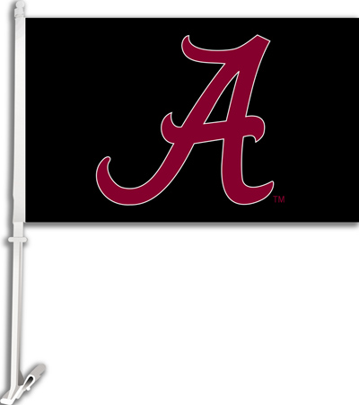 COLLEGIATE Alabama "A" on Black 11" x 18" Car Flag
