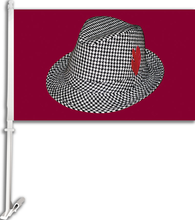 COLLEGIATE Houndstooth Hat 11" x 18" Car Flag