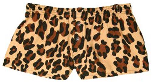 Womens Leopard Flannel Bitty Boxer Shorts