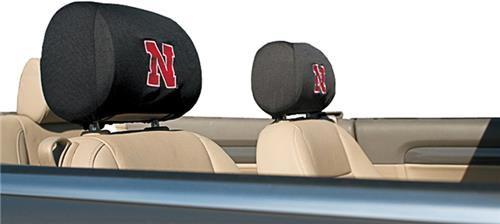 COLLEGIATE Nebraska Headrest Covers - Set of 2