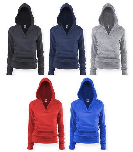 Soffe Girl's Rugby Deep V Hoodies