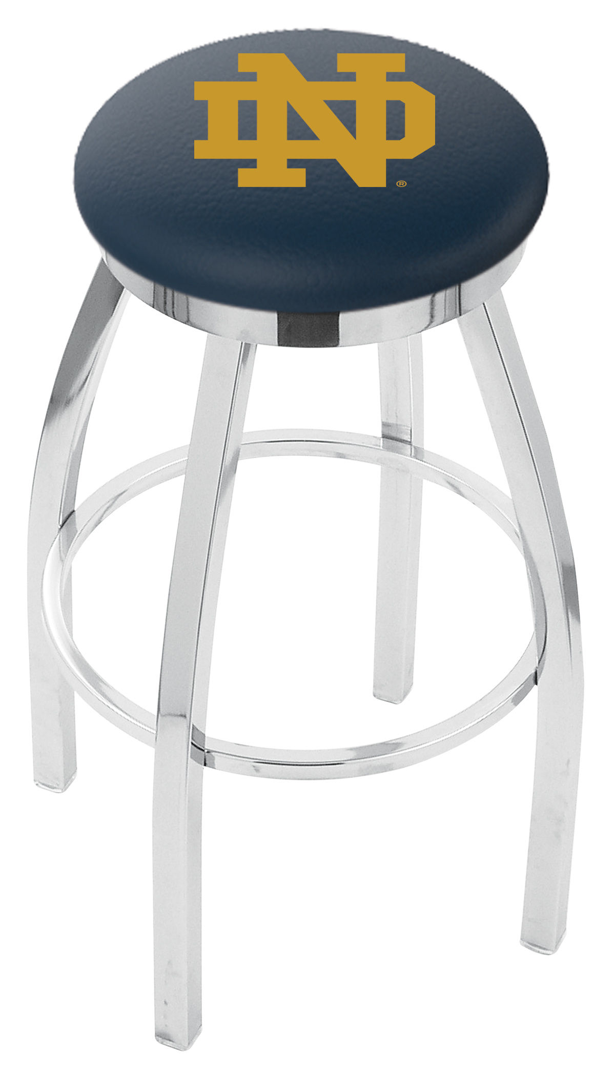 E37335 Notre Dame ND Flat Ring Chrome Bar Stool