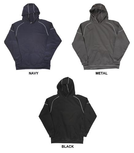 J America Polyester Mesh Hooded Sweatshirt. Decorated in seven days or less.