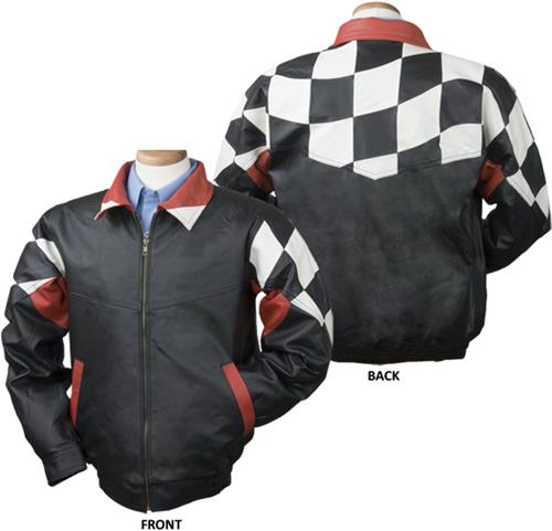Burk's Bay Checkered Flag Racing Leather Jacket. Free shipping.  Some exclusions apply.