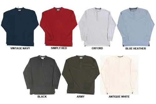J America Vintage Jersey Henley Long Sleeve Shirts