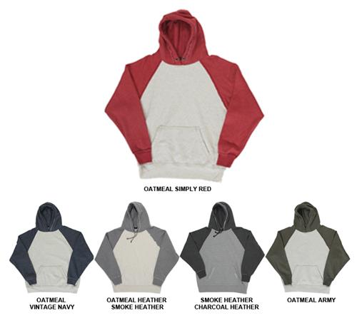J America Adult Vintage Heather Hooded Sweatshirts. Decorated in seven days or less.