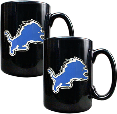NFL Detroit Lions Black Ceramic Mug (Set of 2)