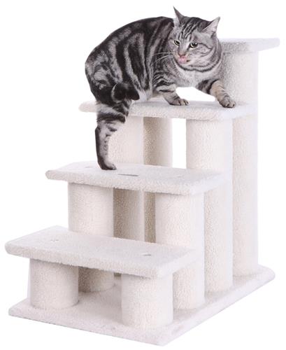 Armarkat 4 Steps Real Wood Ramp For Dogs, Cats, Cat Step Stairs Ramp, 25"(L)x17"(W)x25"(H), B4001
