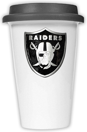 NFL Oakland Raiders Ceramic Cup with Black Lid