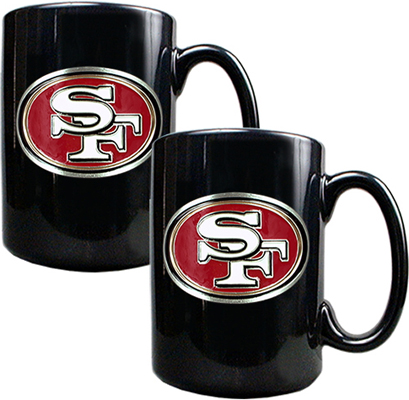 NFL 49ers Black Ceramic Mug (Set of 2)