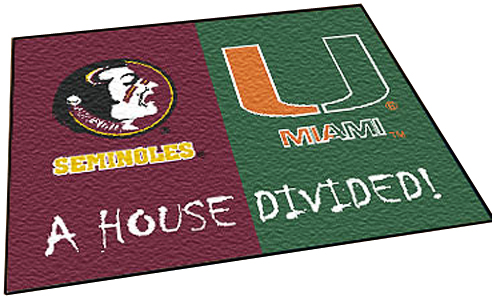 Fan Mats Florida State/Miami House Divided Mat