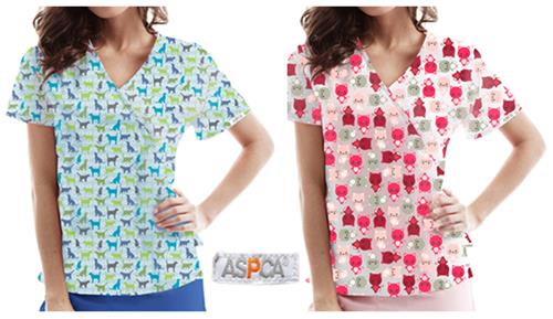ASPCA Collection Healthcare Wrap Scrub Tops. Embroidery is available on this item.