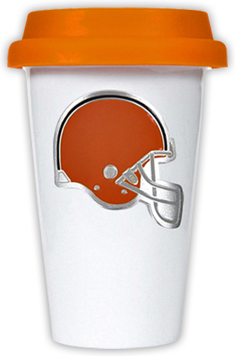 NFL Cleveland Browns Ceramic Cup with Orange Lid
