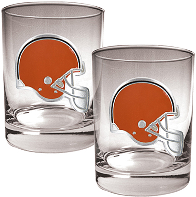 NFL Cleveland Browns 2 piece Rocks Glass Set