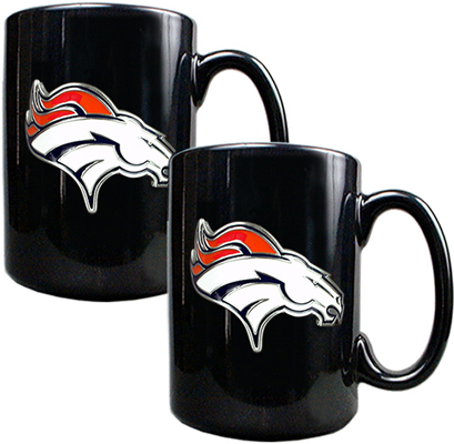 NFL Denver Broncos Black Ceramic Mug (Set of 2)