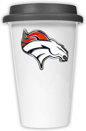NFL Denver Broncos Ceramic Cup with Black Lid