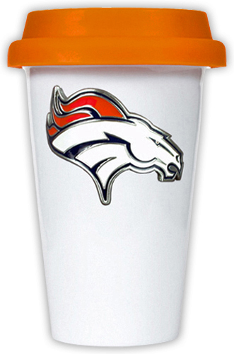 NFL Denver Broncos Ceramic Cup with Orange Lid
