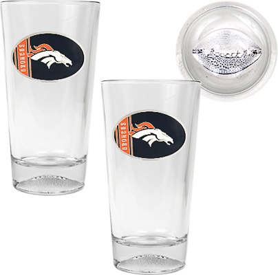 NFL Denver Broncos 2 Piece Pint Glass Set