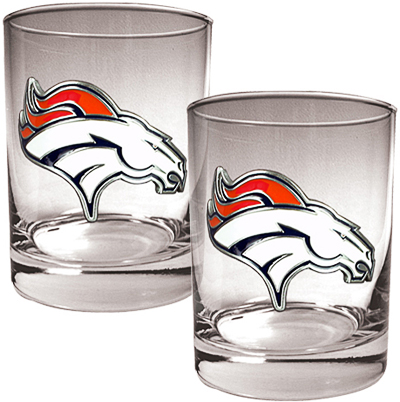 NFL Denver Broncos 14oz 2 piece Rocks Glass Set