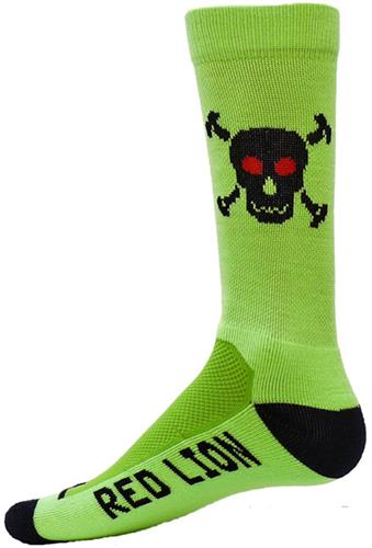 Red Lion Fluorescent Green Skull/Bones Crew Socks