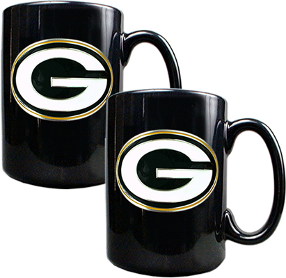 NFL Green Bay Packers Black Ceramic Mug (Set of 2)