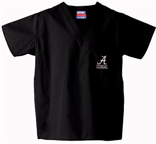 University of Alabama Black Classic Scrub Tops. Embroidery is available on this item.
