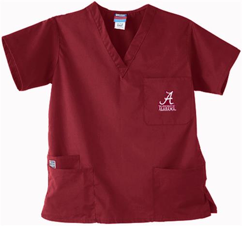 University of Alabama Crimson 3-Pocket Scrub Tops. Embroidery is available on this item.