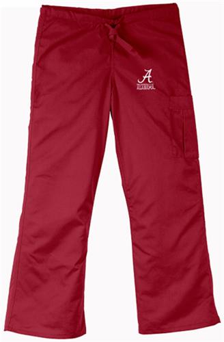 University of Alabama Crimson Cargo Scrub Pants. Embroidery is available on this item.