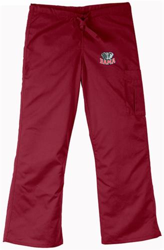 Univ of Alabama Elephant Crimson Cargo Scrub Pants. Embroidery is available on this item.