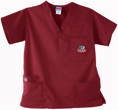 Univ of Alabama Elephant Crimson 3-Pkt Scrub Tops. Embroidery is available on this item.