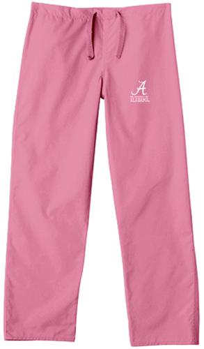 University of Alabama Pink Cargo Scrub Pants. Embroidery is available on this item.